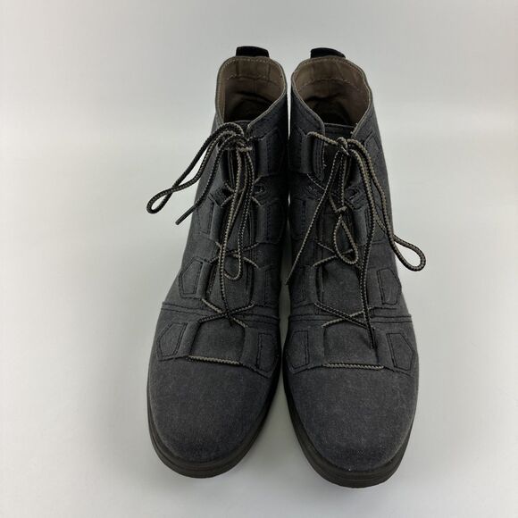 Sorel Major Lace Up Ankle Boot Wedge Gray Canvas Leather NL2163-010 Womens 10 - Picture 4 of 14